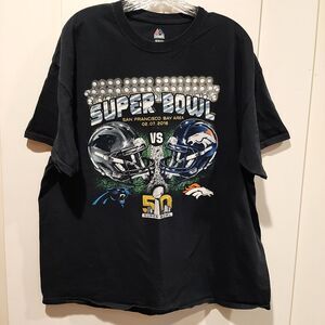 NFL Super Bowl 50 Men's Helmets Broncos vs. Panthers T-Shirt Magestic sz XL